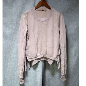 Free People FP One Waffle Knit Side-Tie Long Sleeve Top Mauve Purple S/P